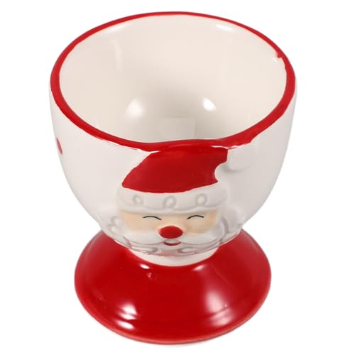 PRETYZOOM Ceramic Christmas Egg Cup Stand Holder for Boiled Eggs Adorable Desktop Egg Storage Display for Home for Holiday Breakfast Decor