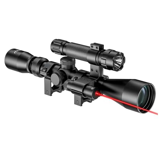 Pinty 3-9X40 Duplex Optical Hunting Rifle Scope Combo with Red Laser and Torch