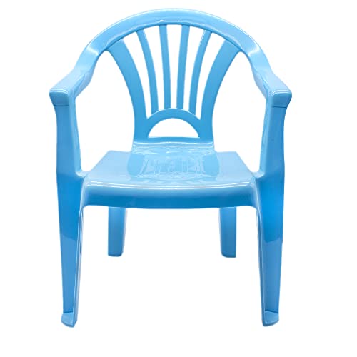 CABLEPELADO Silla plástico Infantil, Silla de niños plástico para jardín, Silla de plástico para terraza, Silla para Patio, Silla Camping, Apta para niños, Altura Total 49.5 cm, Plástico,Azul