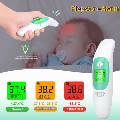 Fieberthermometer Kontaktloses Stirn- und Ohrfieberthermometer Digitales Medizinisches...