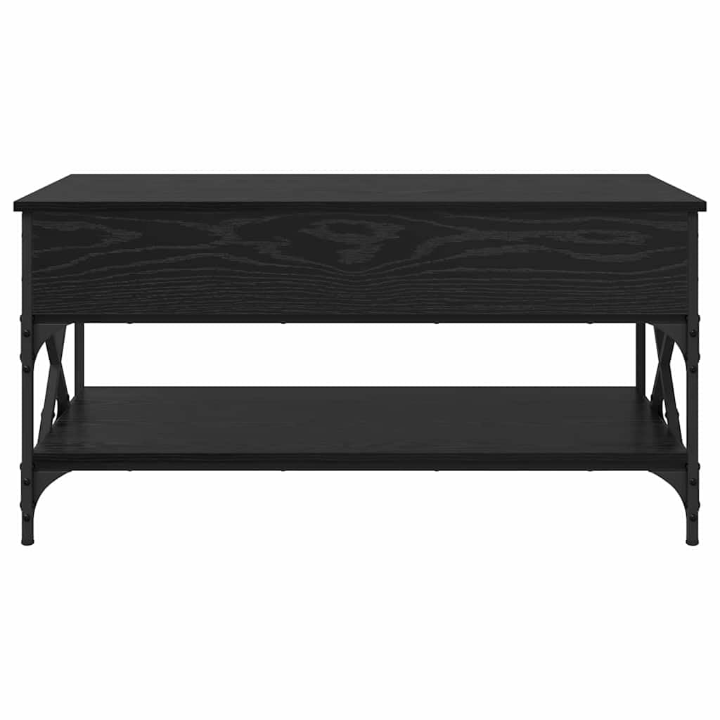 Mesa de centro negra de 100 x 50 x 50 cm, aspecto de roble, plegable, con estante, soporta 60 kg, diseño moderno para salón, oficina, balcón y habitación de invitados