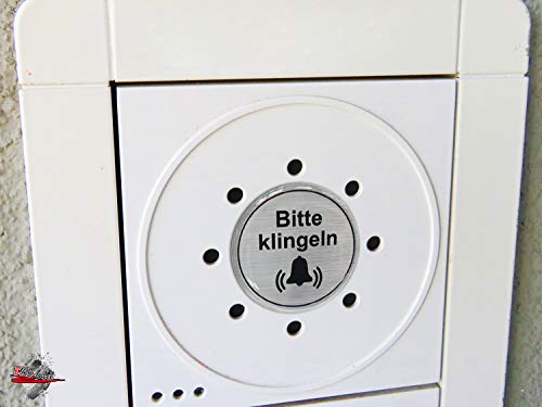 BIKE-label Türschild 3D Aufkleber Dm 45 mm in Alu Optik Bitte klingeln 900066-VA