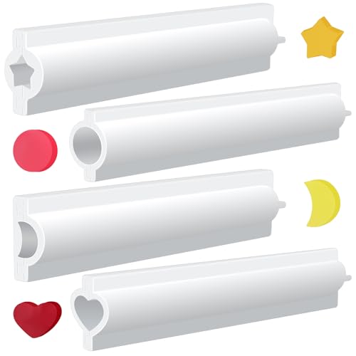 Sunnychicc 4 Pcs Silicone Soap Mold Long Moon Round Star Heart Tube Column Chocolate Candle Embed Soap Making Supplies for DIY Handmade Mousse Loaf Dessert Cake Craft Art