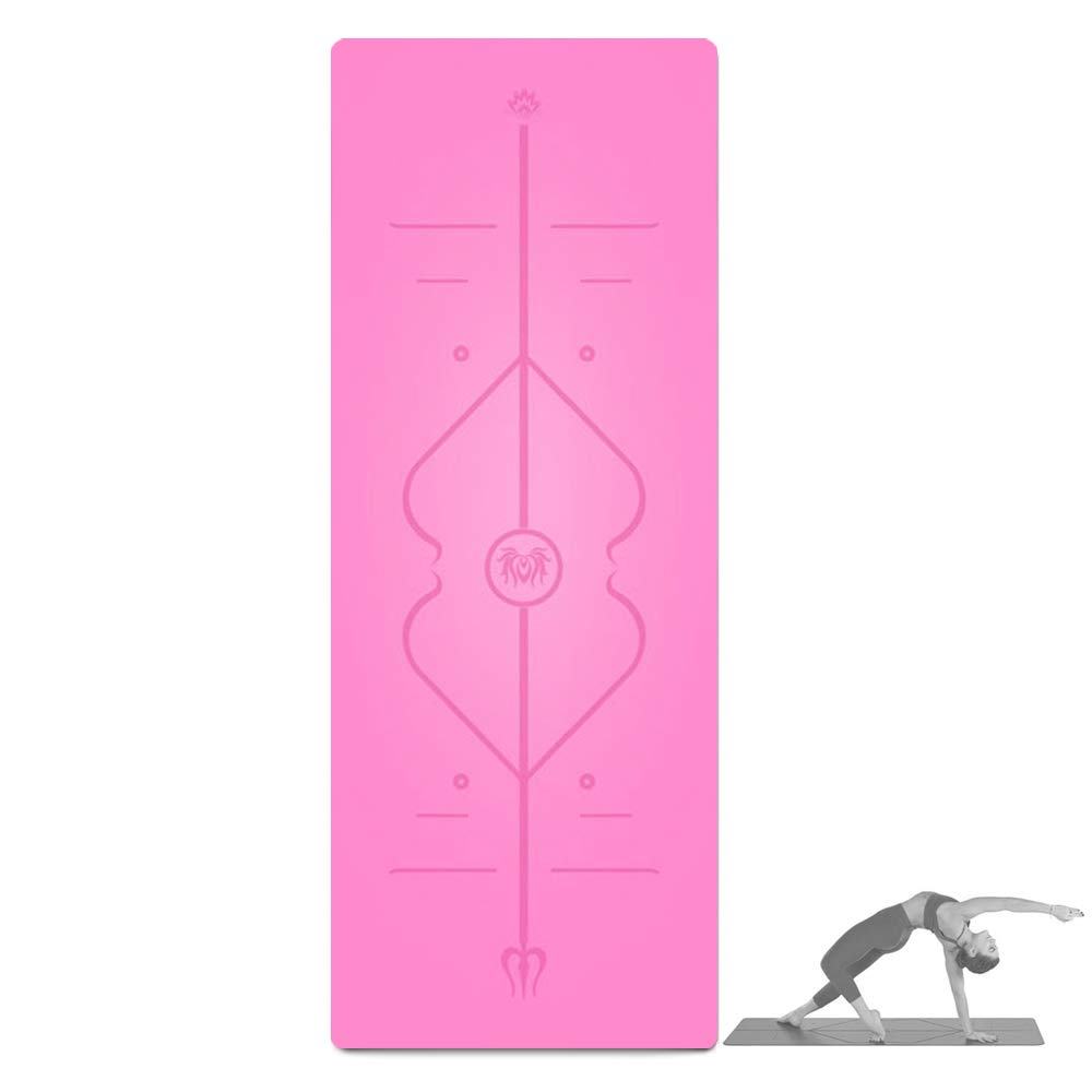 PU Yoga Mat Nonslip Eco-Friendly Natural Rubber Yoga Mat with Alignment Lines Free Carry Strap& Bag 72x26.8In