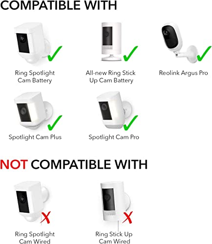 Wasserstein Solar Panel Compatible With Ring Spotlight Cam Plus/Pro/Battery, And Ring Stick Up Cam Battery - Includes Barrel Plug With Usb C Adapter - 2W 5V Charging (3 Pack, White) #TOP2