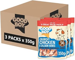 Good Boy - Chicken and Calcium Bones - Dog Treats - Made With 100% Natural Chicken Breast Meat -Low Fat Dog Training Treats, 350 gm (Pack of 3)