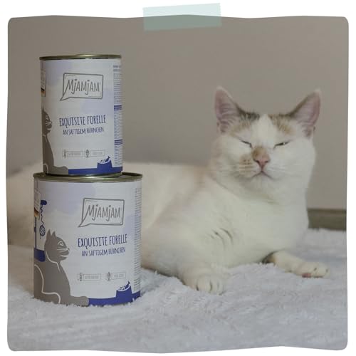 MjAMjAM - Premium Nassfutter für Katzen - exquisite Forelle an saftigem Hühnchen, 6er Pack (6x800g), getreidefrei