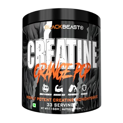 Image of Black Beast Creatine | 3000mg Ultra Micronized Creatine Monohydrate, Unrivaled Muscles Mass & Strength (33 servings, ORANGE)