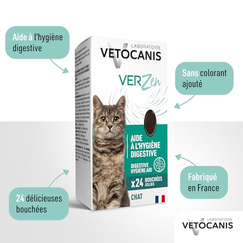 VETOCANIS - Bouchées VerZen, Aide à l'Hygiène Digestive pour Chat - Aliment Complémentaire pour Chats Adultes - Cure de 7 Jours - 24 Bouchées - 120g – Image 6