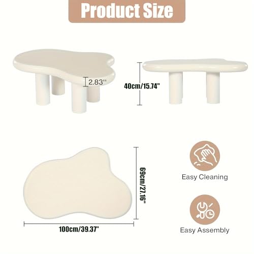 Table basse ronde de salon avec 4 pieds au design épais moderne