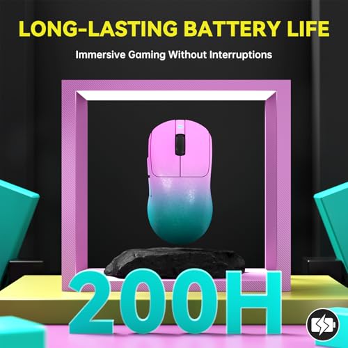 Image of Ajazz AJ199 Wireless Gaming Mouse Ultra-Lightweight 55g Tri-Mode Connection 24000 DPI PAW3311 Sensor Carbon Fiber Shell 500mAh Battery 1K Polling Rate Durable & Anti-Slip Design Black Gradient Purple