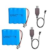Itexkun Lot de 2 batteries rechargeables SM 2P Ni Cd 4,8 V 1400 mAh avec 2 câbles USB pour pelleteuse RC SY E511 RC voitures, jouets télécommandés, bateau, avion lampe de poche, machine électrique
