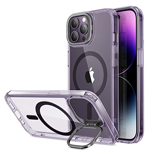 Image of ESR for iPhone 14 Pro Max Case, Compatible with MagSafe, Built-in Camera Ring Stand, Military-Grade Protection, Classic Kickstand Magnetic Case for iPhone 14 Pro Max, Clear Purple