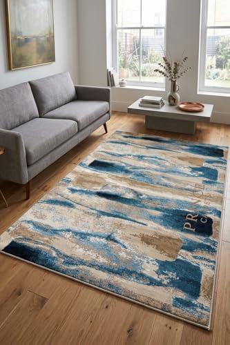 Image of Modern 5x7 Feet (150x210 CM) Silk Touch Carpet for Living Room Hall | Washable Anti-Skid | Multicolor Diamond Pattern | Stain-Resistant Floor Rug for Drawing Room