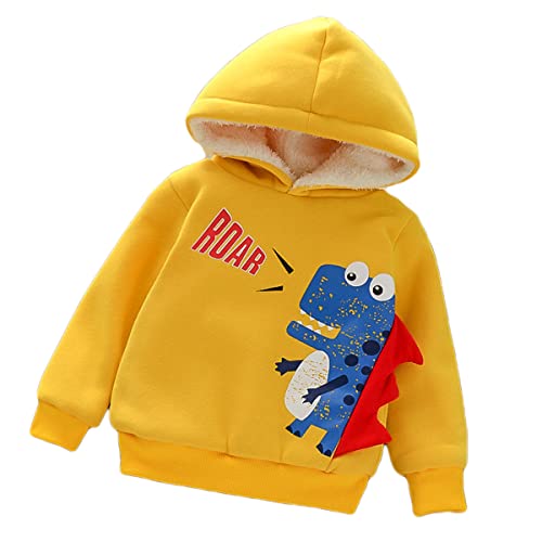Niannujiao 2023 Fashion Boys Sweatshirt Toddler Hooded Kids Dinosaur Design Long Sleeve Hoodie Yellow #TOP1