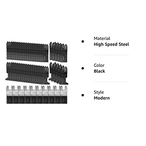 Littlegrass 60 Pack Professional Upgrade Wood/Bi-Metal Oscillating Saw Blades Universal Quick Release Multitool Tool Blade Japan Tooth For Bosch, Craftsman, Fein, Ridgid, Tch, Makita #TOP7
