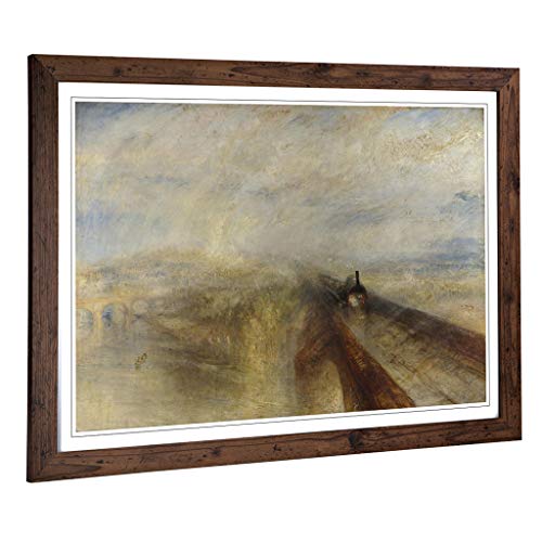 Big Box Art Framed Print of Joseph Mallord William Turner Rain, Steam and Speed Design | Wall Art Picture| Home Decor for Kitchen, Living Room, Bedroom, Office, Walnut, A2 / 24.5x18 Inch / 62x45cm