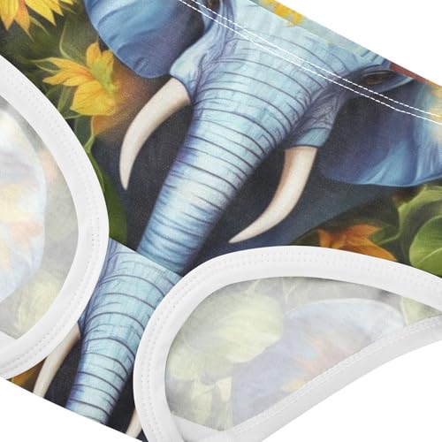 Animals Girls Underwear Toddlers 2t Cotton Panties for Girl Vibrant Elephants Sunflowers Underpants Briefs4
