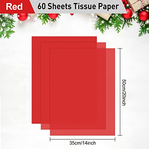 Image of NEBURORA 60 Sheets Red Tissue Paper Set Christmas Gift Wrap Paper | 14 X 20 Inch, Christmas Red Wrapping Paper for Gift Packaging Filler, DIY Art Crafts, Birthday, Wedding, Valentine's Decor