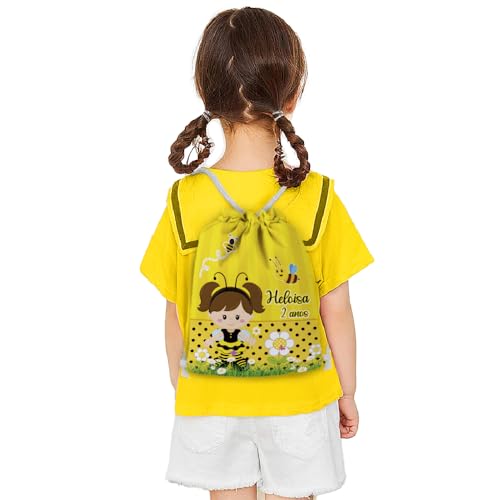 Mochilinha Bag Infantil Personalizado com Nome e Idade Abelinha Jardim (Mochilinhas 20x30, Unidades, 05)