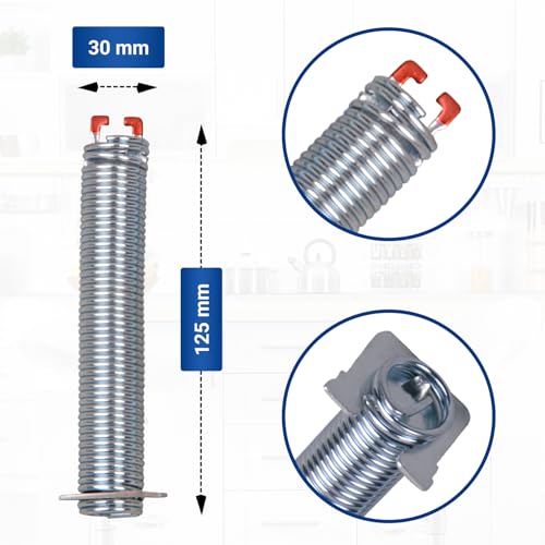 VIOKS Türscharnier Feder Set Ersatz für 00754866 Bosch Feder Geschirrspüler - 2x Rot Federn mit Seilzug für Balay Neff Siemens Bosch Spülmaschine