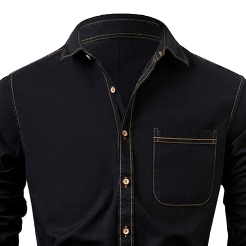 Maiyifu-GJ Men's Long Sleeve Cotton Denim Shirts Casual Lightweight Button-Down Shirt Fall Denim Jacket Trucker Jean Coats2