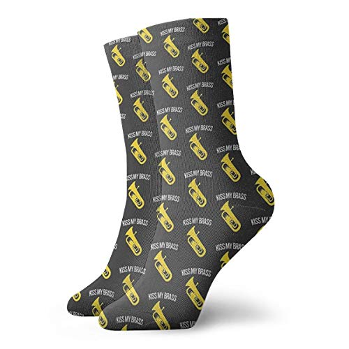 Euphonium - Kiss My Brass, Funny Euphonium Baritone Gift Idea Socks Classic Sport Short Socks 30cm 11.8inch Suitable For Men Women