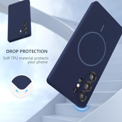 Image of mobistyle Designed for Samsung Galaxy S26 Ultra 6.9-Inch, Compatible with Mag-Safe, Silky Soft Touch Silicone| Shock Absorbing Phone Back Cover case with Camera Lens Protection (Blue)