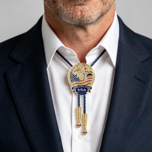 Image of GelConnie Bolo Ties for Men Women Western Cowboy Tie Mens Western Necklace Leather Necktie Gold Bolero Tie Cowboy Necklace