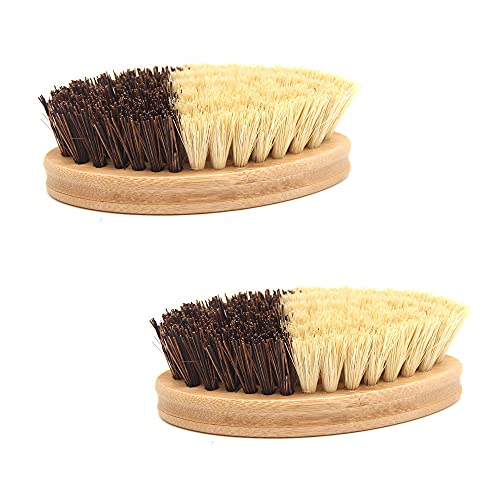 Shiwaki vegetable Brush Scrubber for Food Brush Veggie Hard and Soft Side and Durable Wooden Handle. Palm/Sisal Bristle.Unexceptionable Fruit Cleaning Tools