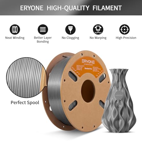 Image of ERYONE PLA Filament 3D Printer PLA Filament 1.75mm + /- 0.03mm, PLA Filament 1KG Cardboard Spool(2.2LBS), Agate Grey