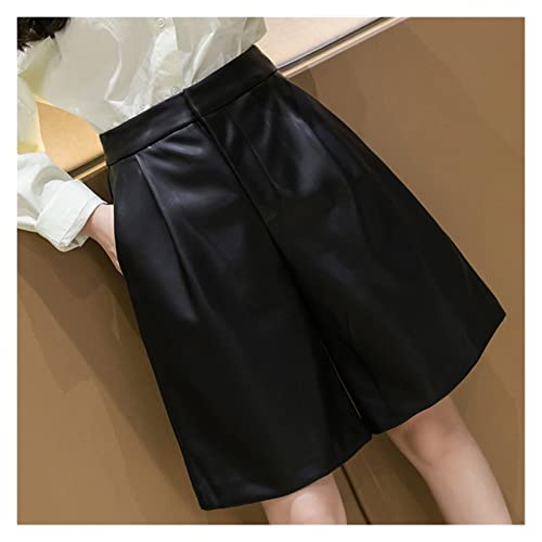 Short en cuir pour femme taille haute coupe large automne hiver