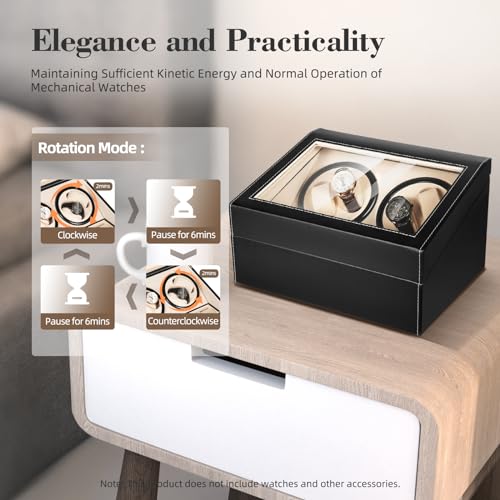 DYRABREST Automatic Watch Winder with 4 Watch Rotator & 6 Watch Storage for for Men/Women
