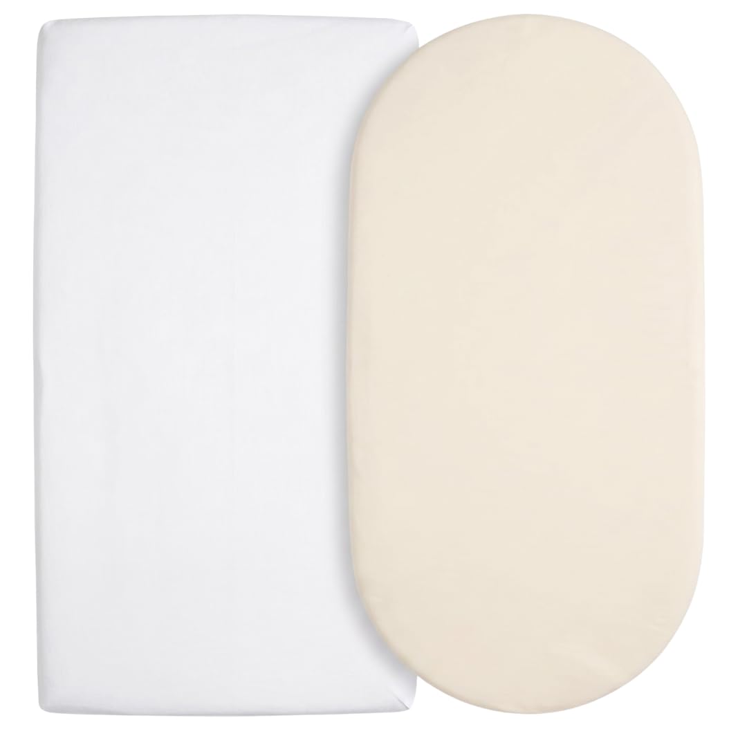 Baby Birds Fitted Organic Cotton Sheets for Prams, Cots, Cribs & Moses Baskets | Premium Soft Mattress Cover, Square & Round Corners | White & Cream (Cream, Cot Bed Sheet (140 * 70cm))