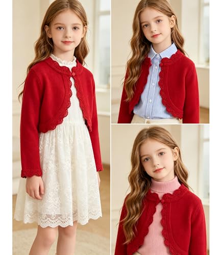 Image of 2Pcs Girls' Knit Toddler Cardigan Cotton Soft Button Closure Bolero Shrug Shawl Shirt Sweater