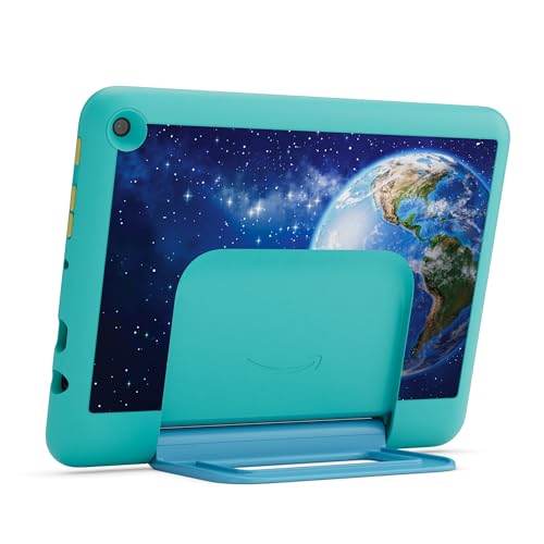 Image of Amazon Fire HD 8 Kids Pro tablet (newest model), ages 6-12. Bright 8 inch HD screen, includes ad-free content, parental controls, 13-hr battery, slim case for older kids, 32GB, Discovery