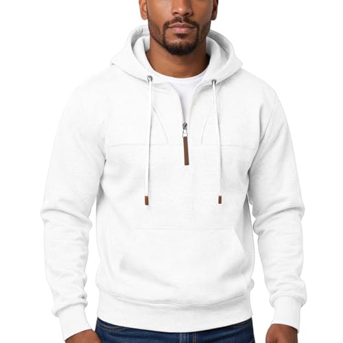 Ymosrh Men's Hoodies, Quarter Zip Long Sleeve Athletic Sport Jersey Hooded Sweatshirts Pullover, S-2XL - Main Image