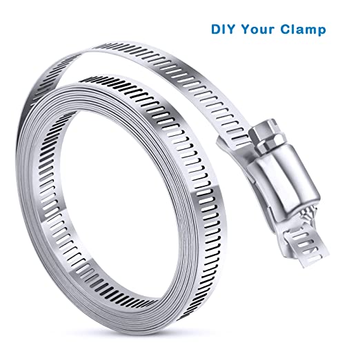 DIY Hose Clamp System Kit - 9.8 FT Band + 6 Fasteners, 304 Stainless Steel Pipe Clamp, Large Adjustable for Ductwork, Pole Mount