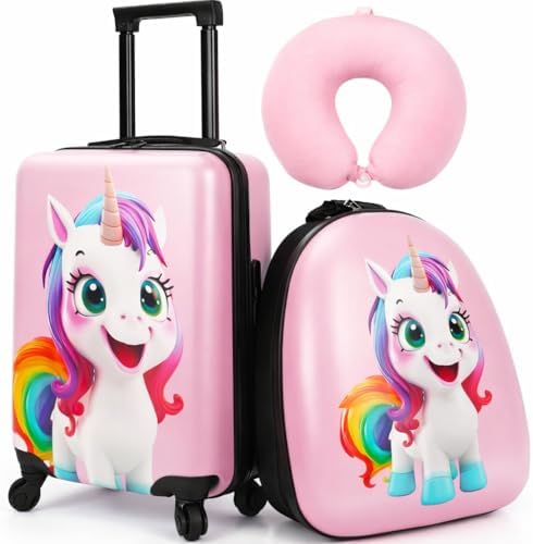 emissary 3 Pieces Unicorn Kids Luggage Set for Girls, 16" Hardsid...