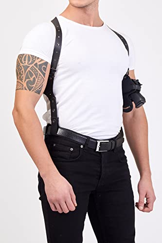 Koltster Shoulder Holsters, Leather Vertical And Horizontal Shoulder & Belt Adjustable Concealed Carry Holster, Fits Glock 17 19 22 23 26 27 (K445-G, Black) #TOP1
