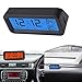 Car Digital Thermometer Clock, Solar for Mini Digital Clock for Car Dashboard Display, Date, Temperature (Blue Red)