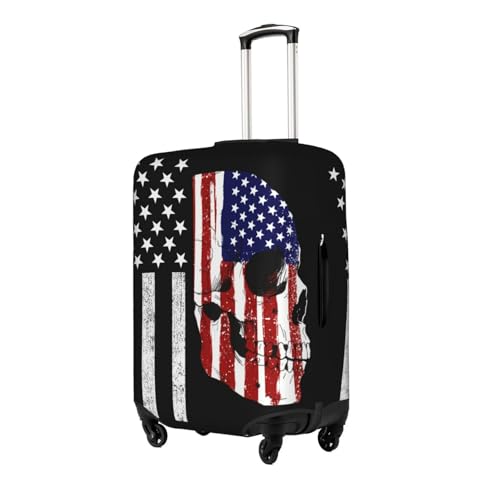 Travel Luggage Cover Vintage Skull America Flag Fashion Washable Baggage Suitcase Protector Fit For Luggage Large2