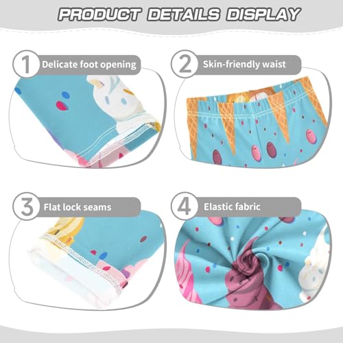 Toddler Girls Leggings Printed Yoga Pants Leggings Yellow Purple Ice Cream for Kids3