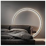 JUNWANG Minimalistische Kreis Wandleuchte Moderne LED-Hintergrund Dreifarbiges Dimmen mit USB-Stecker Nachttischlampe Wandlampen Wohnzimmer Couchtisch Wandleuchte Beleuchtungsleuchte,80cm