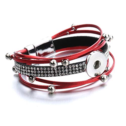 6pcs PU Bracelet Bangle Snap Button Bracelet Punk Multilayer Bangle for 18mm Snap Button Jewelry3