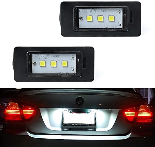 Gempro 2Pcs LED License Plate Light Lamp Assembly for BMW 1 3 5 Series E82 E88 E90 E91 E92 E93 E39 E60 E61 X1 X3 X5 X6, Powered by 3SMD Xenon White Error Free LED lights