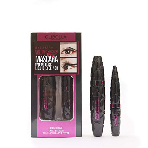 Mascara And Liquid Eyeliner Set,2-in-1 Big Eye Series Set,Rise and Volume Up Eyelash,Natural Black,Waterproof Long Lasti