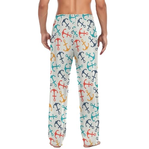 Retro Nautical Anchors Mens Pajama Pants Lounge Men's Pajama Bottoms Soft Sleep Pants With Pockets M4