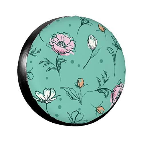 747 Rueda Protector Cepillo De Mano Sweet Pastel Botanical Flowers Antipolvo Funda Protectora Impermeable Funda para Neumáticos para Camionetas Remolques 14inch