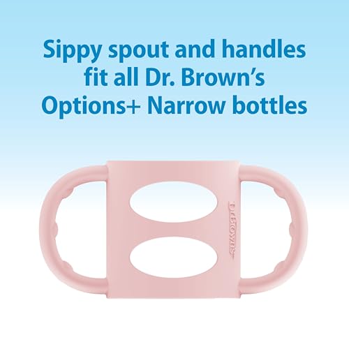 Image of Dr. Brown's Milestones Narrow Sippy Spout Bottle with 100% Silicone Handles, Easy-Grip Handles with Soft Sippy Spout, 8oz /250mL, Light-Pink, 1-Pack, 6m+